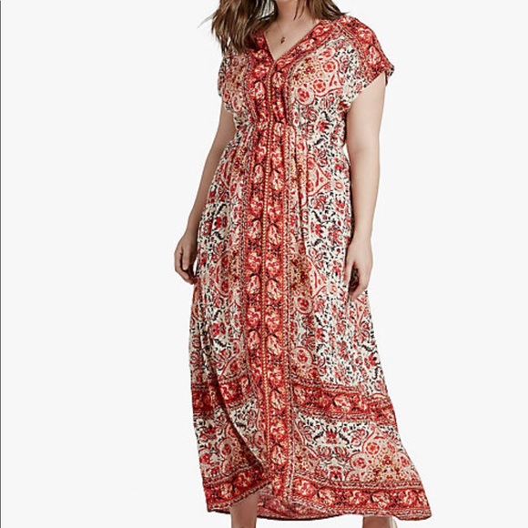 lucky brand border print maxi dress